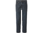 Donkerblauwe herenjeans met rechte pijpen en klassieke zakken.