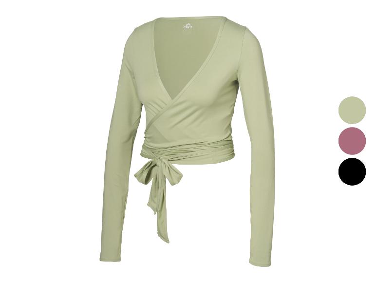 Crivit dames yoga top met lange mouwen en strikceintuur, in lichtgroen