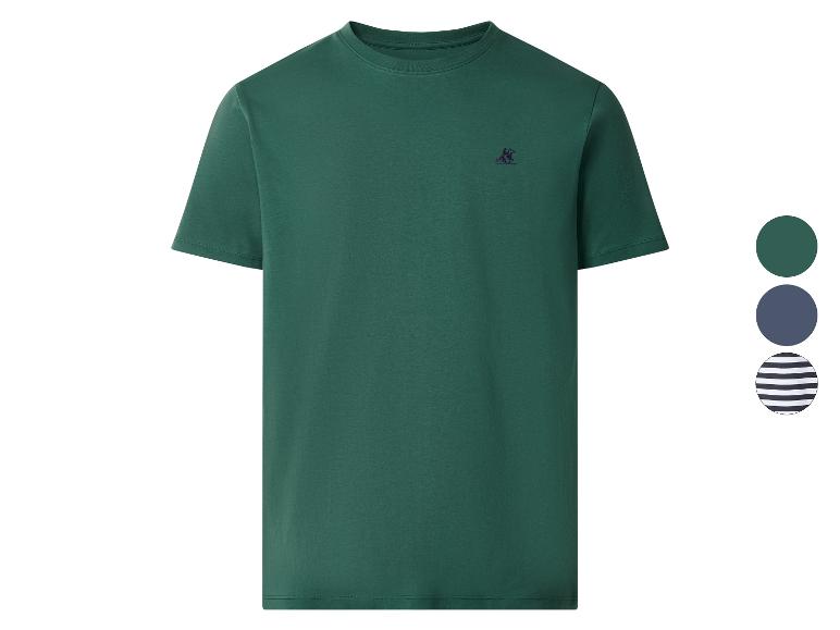 Groen T-shirt met korte mouwen, klein geborduurd logo en kleurstalen.