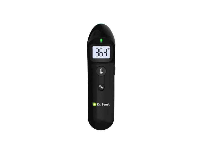 Dr. Senst infrarood thermometer met digitaal display dat 36,4°C aangeeft.