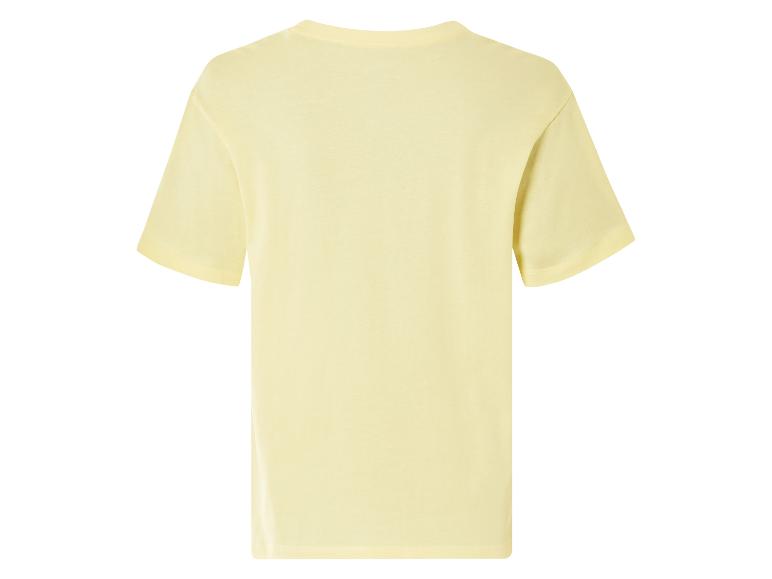 Lichtgele t-shirt met korte mouwen.
