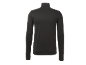 Zwart shirt met lange mouwen en hoge kraag, achterkant.