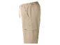 Heren beige cargo shorts met elastische tailleband en trekkoord.