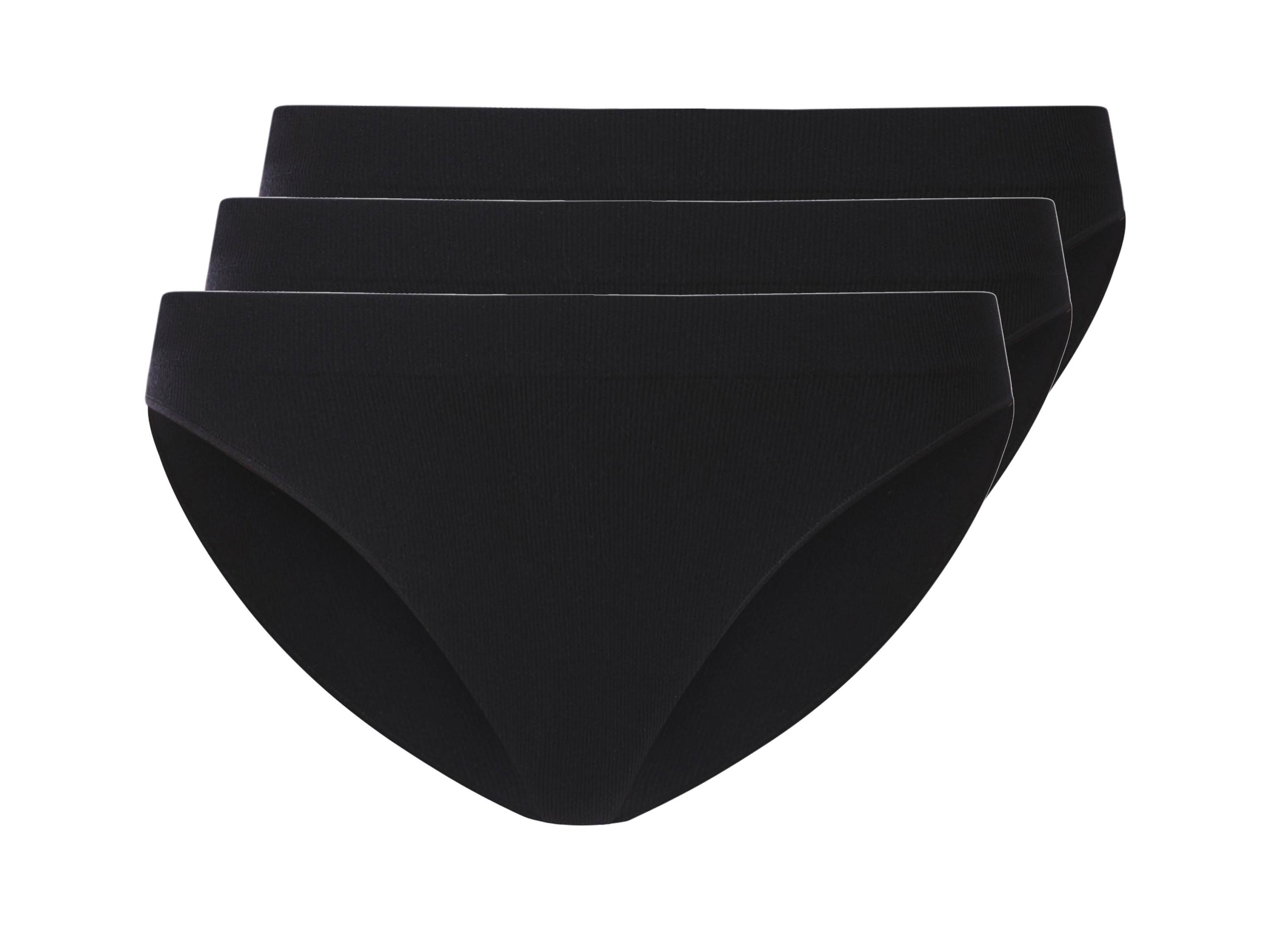esmara Set van 3 geribde dames onderbroeken (Zwart, L (44/46))