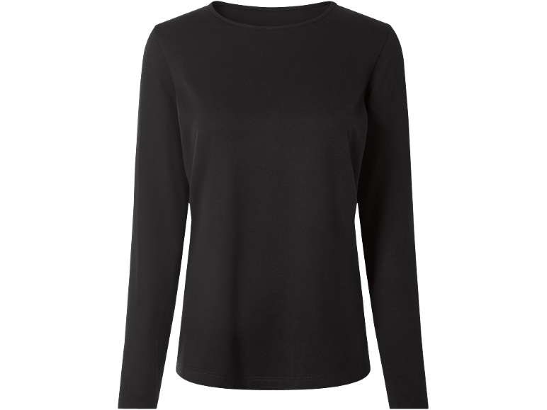 Zwart shirt met lange mouwen en ronde hals.