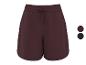 Bordeauxrode damesshorts met trekkoord en twee kleuropties.