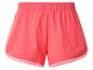Koraalkleurige damesshorts met elastische tailleband en lichtroze zomen