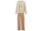 Beige pyjamatop met lange mouwen en 'Love to Sleep' tekst en broek met bloemenprint.