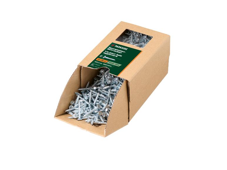 PARKSIDE spaanplaatschroeven (4,0 x 30 mm) in een kartonnen doos, 600 stuks.