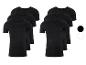Zes zwarte T-shirts met korte mouwen en V-hals.