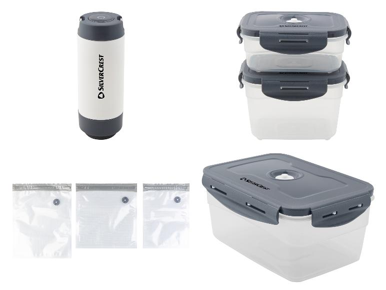 SilverCrest vacuümverpakkingsset met pomp, bakjes en zakjes.