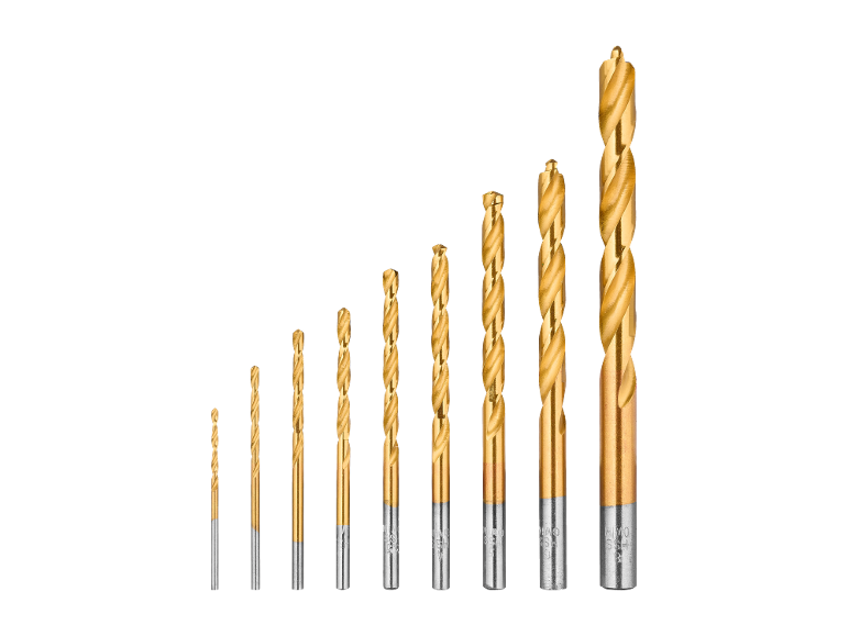 Set titanium boorbits in verschillende maten.