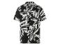 Kort mouw overhemd met zwart-wit bloemenprint.