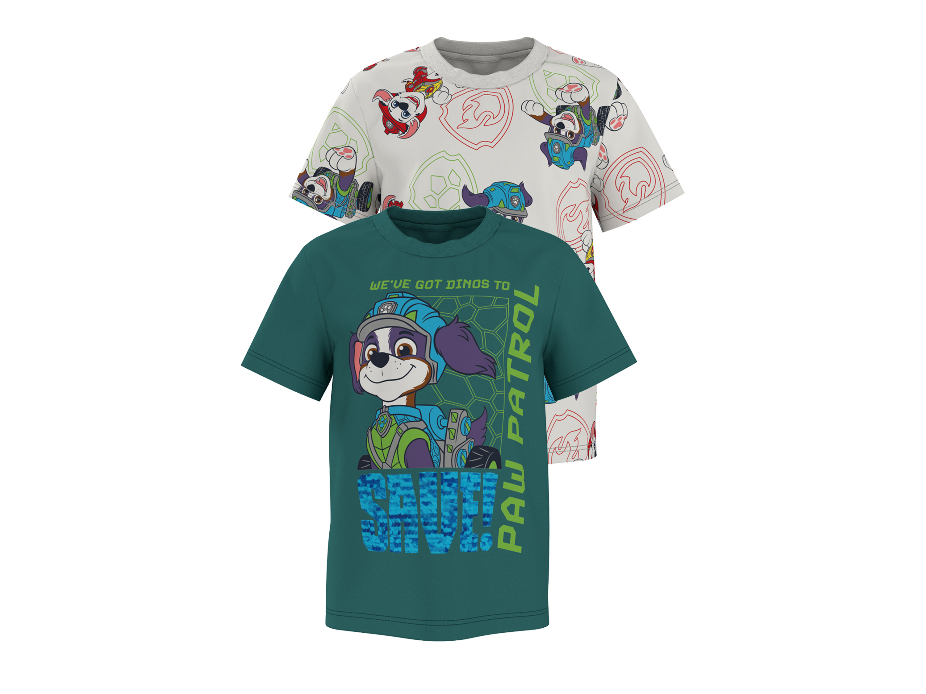LUPILU Set van 2 kinder T-shirts Paw Patrol (Groen/wit, 98/104)
