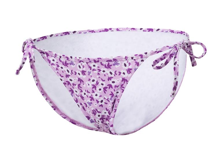 Lila bikini onderbroek met strikjes, bloemenprint.