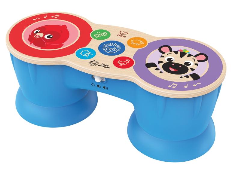 Baby Einstein en Hape speelgoedtrommel met vogel- en zebramotieven