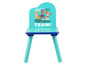 Een blauwe kinderstoel met Paw Patrol-thema.