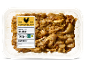 Verpakking met gemarineerde kipdijreepjes (shoarma), 500g.