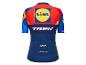 Trek fietsshirt met Lidl, Santini en Bontrager logo's.
