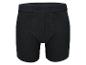 Een zwarte herenboxershort met zichtbare merknaam op de tailleband.