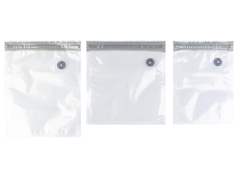 Drie vacuümzakken in verschillende maten.