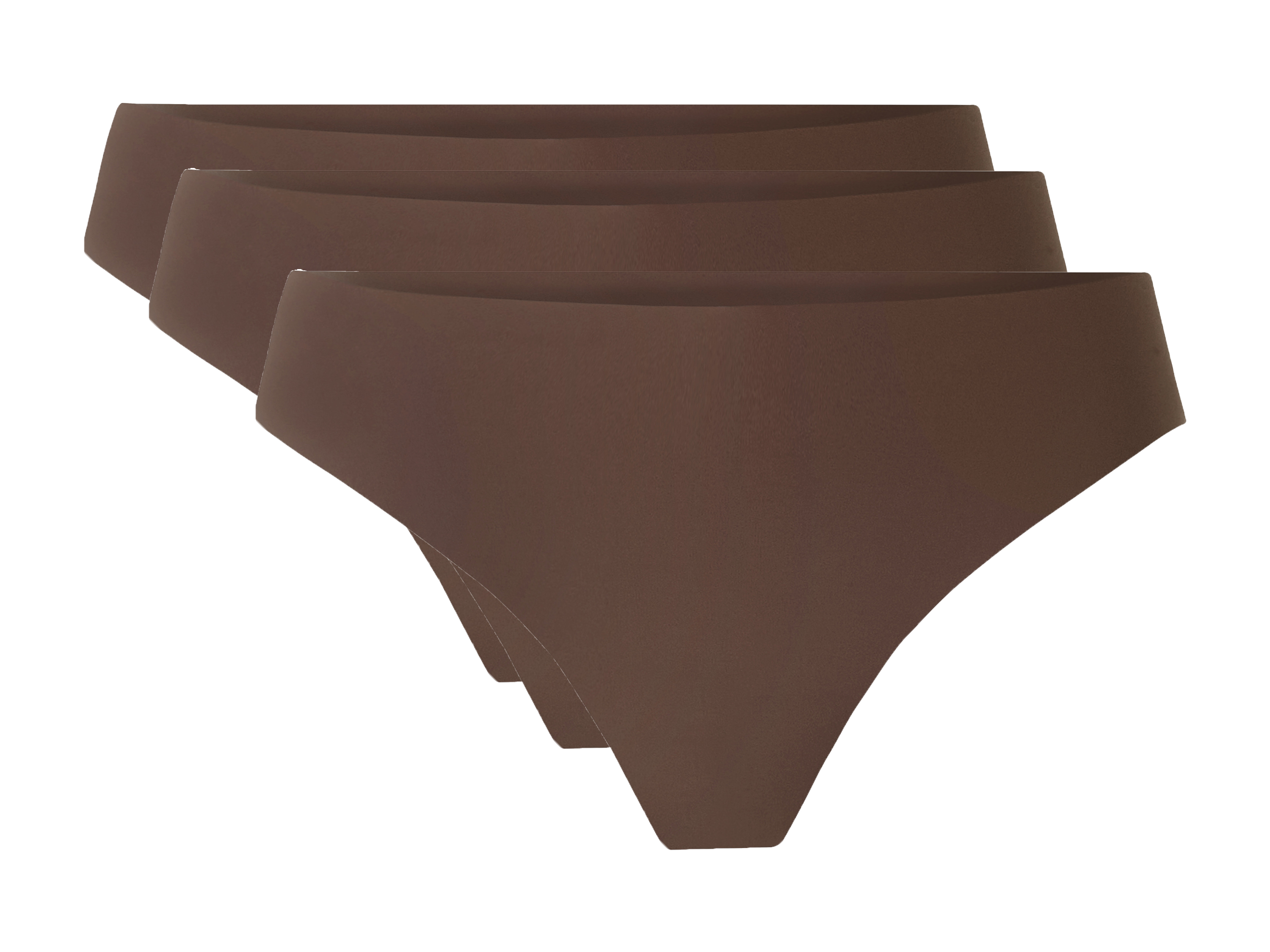 esmara Set van 3 dames lasercut strings - onzichtbaar & seamless (Bruin, M (40/42))