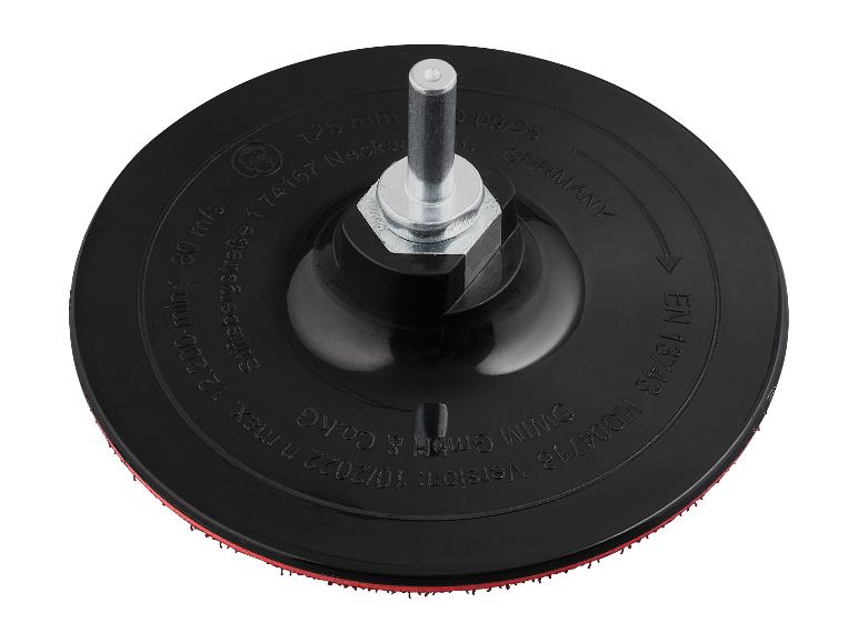 Zwarte schuurpad met metalen bevestiging, 125 mm, max. 12.200 tpm, 80 m/s.