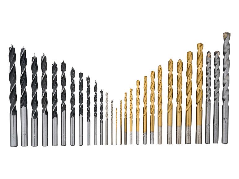 Boorset voor hout, metaal en metselwerk in diverse maten.