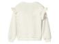 Beige kinder sweatshirt met ruches op de schouders, achteraanzicht
