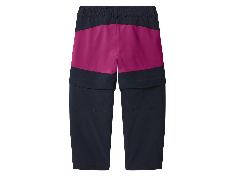 Kinder outdoorbroek met afritsbare pijpen, donkerblauw en roze