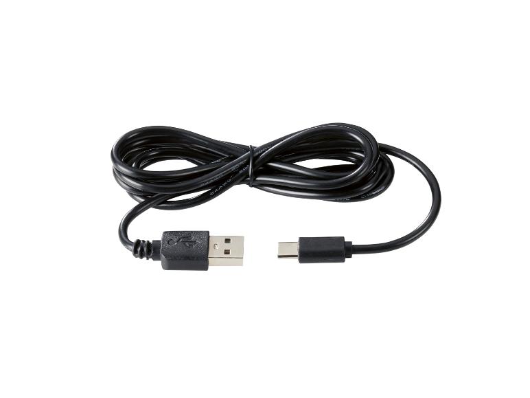 Zwarte USB-kabel met USB-A en USB-C connectoren.