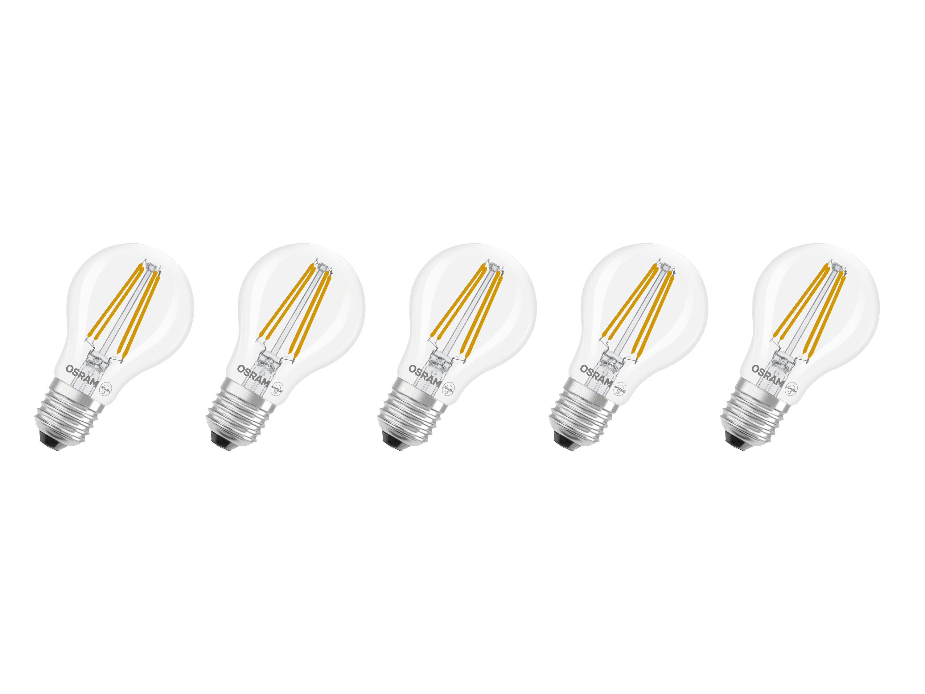OSRAM Set van 5 LED-lampen Base Classic (CLA60, E27, 806lm, 2700 K, Transparant)