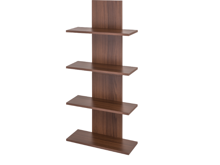 Bruine wandplank met vijf planken in houtlook