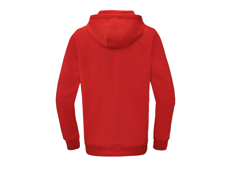 Rode hoodie, achterkant.