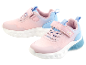 Roze en blauwe kindersneakers met klittenbandsluiting.