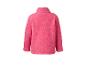 Roze fleecejack met hoge kraag, achteraanzicht.