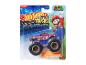 Hot Wheels Monster Trucks Mario, een rode en blauwe speelgoedtruck.