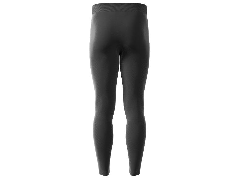Zwarte sportleggings met een opvallend patroon.