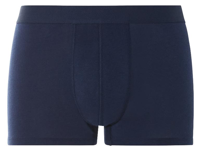 Donkerblauwe boxershorts.