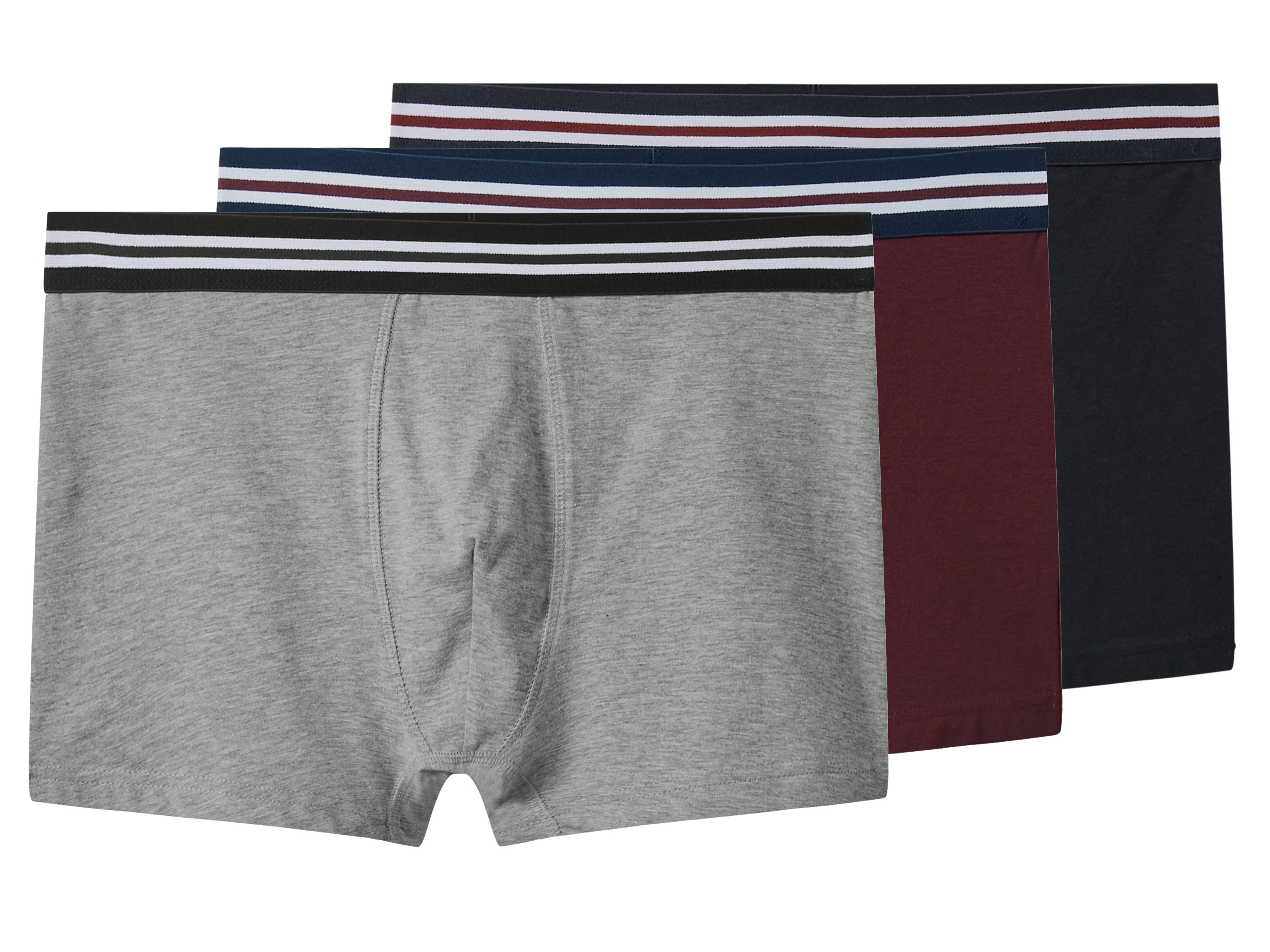 esmara Men Set van 3 heren boxers (Donkerblauw/grijs/bordeaux, M)