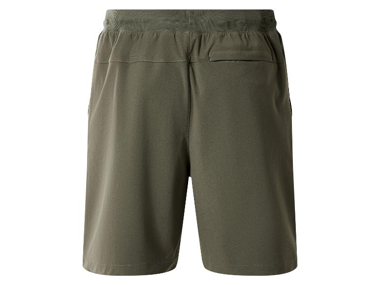 Kaki sportshort voor heren met elastische tailleband en achterzak.