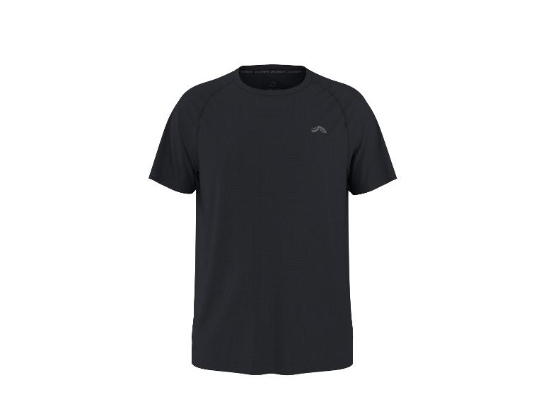 Zwart sportshirt met korte mouwen en ronde hals, met een subtiel patroon.