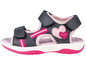 Blauwe sandalen met roze harten voor meisjes.