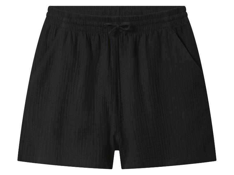 Zwarte dames shorts met trekkoord en zakken.