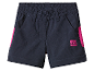 Donkerblauwe shorts voor meisjes met roze details.