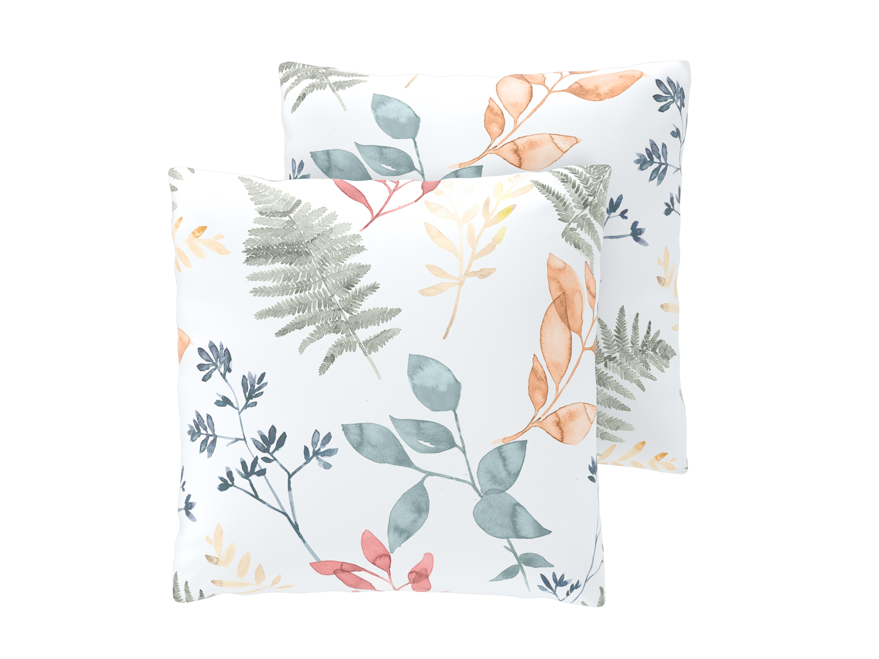 LIVARNO Set van 2 satijnen kussenslopen 50 x 60 cm (Planten wit)