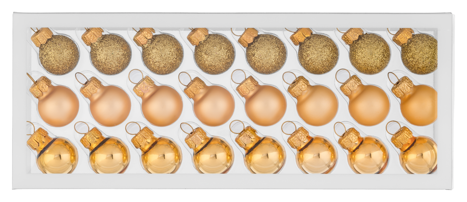LIVARNO Glazen kerstballen, set van 10 of 24 (2 cm, Goud)