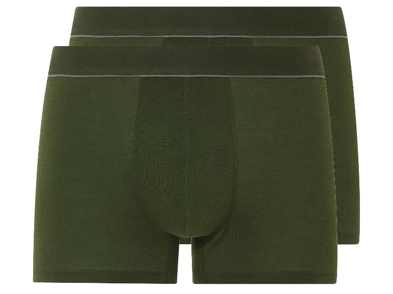 Twee paar groene boxershorts.