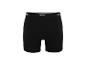 Zwarte herenboxershorts met witte tekst op de tailleband.