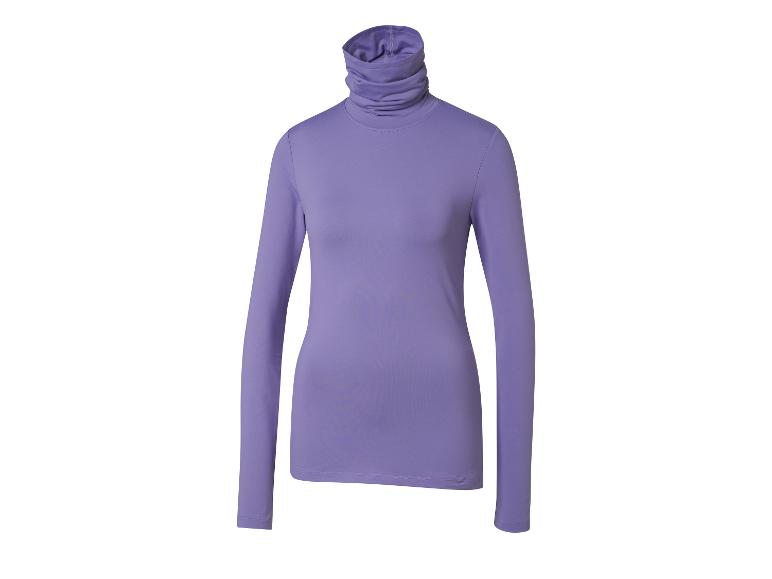 Paarse coltrui met lange mouwen op een witte achtergrond.